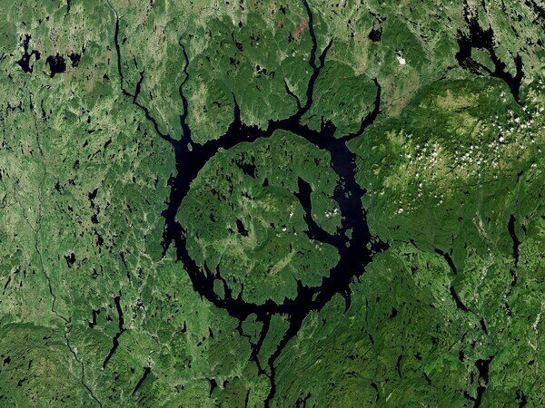 The Manicouagan Crater as seen from space.